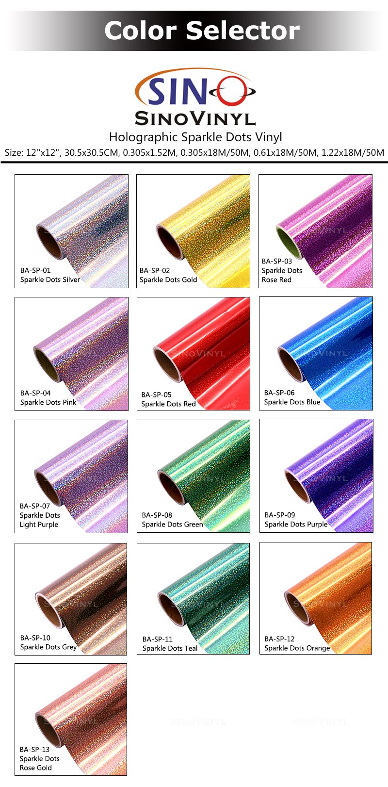 BA-SP Holographic Sparkle Dots Laser Craft  Permanent Vinyl