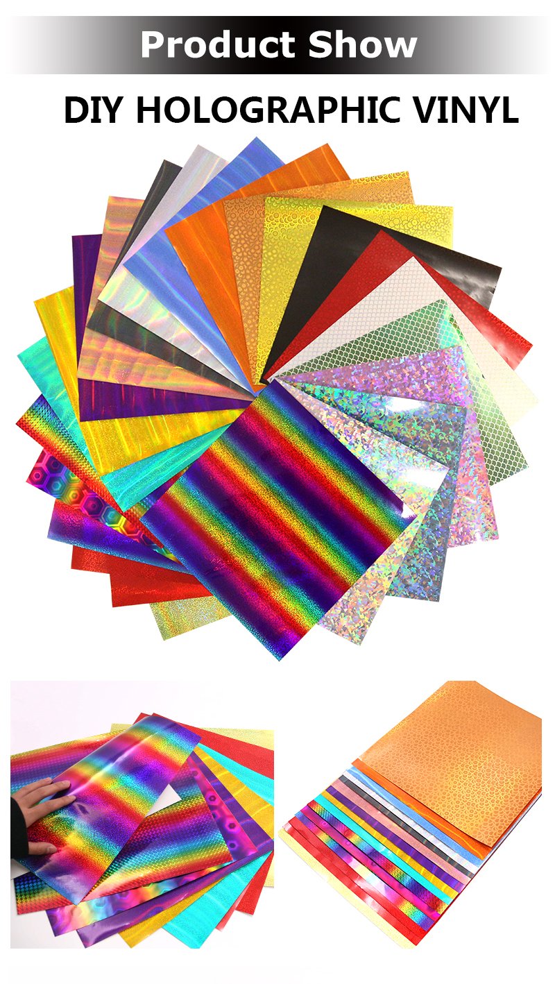 Holographic Assorted Glossy Cutting Vinyl Sheets Colored Rolls for Cameo Silhouette