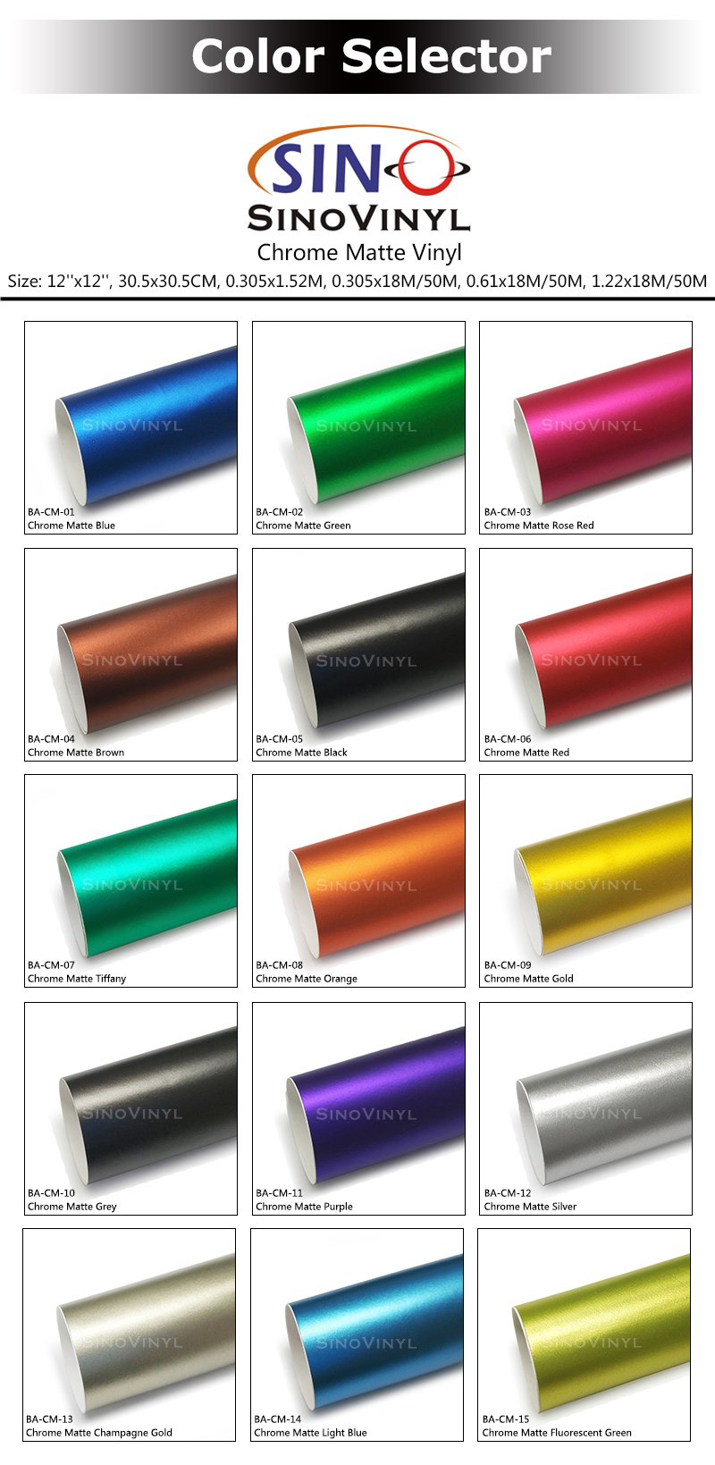 Chrome Matte Metallic Graphic Craft Permanent Vinyl Sheet