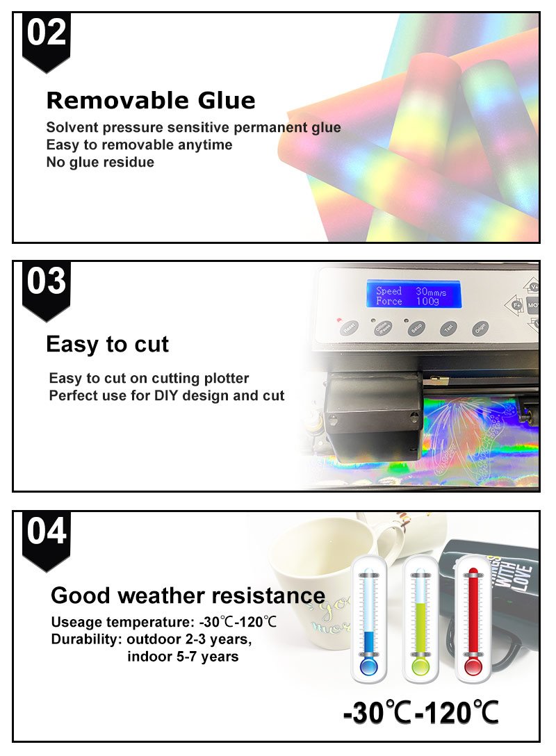 Rainbow Diamond Glitter Adhesive Vinyl for DIY Craft Cutting