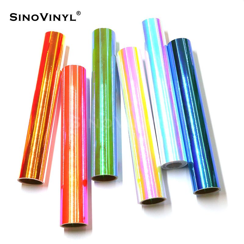 Wholesale Waterproof DIY Craft PVC Material Vinyl Cutting Stickers Chrome Rainbow Holographic Self Adhesive Vinyl film Sheets