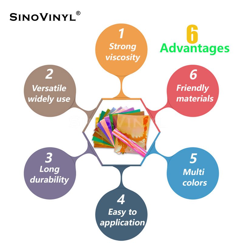 Assorted Colors Vinyl Holographic Rainbow Permanent Self Adhesive Vinyl For Cutting Machines
