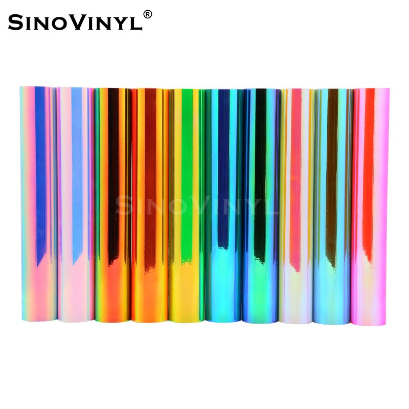 Holographic Assorted Glossy Color cutting Vinyl Sheets Colored Rolls for Cameo Silhouette,Craft Cutters,Decals,Sign