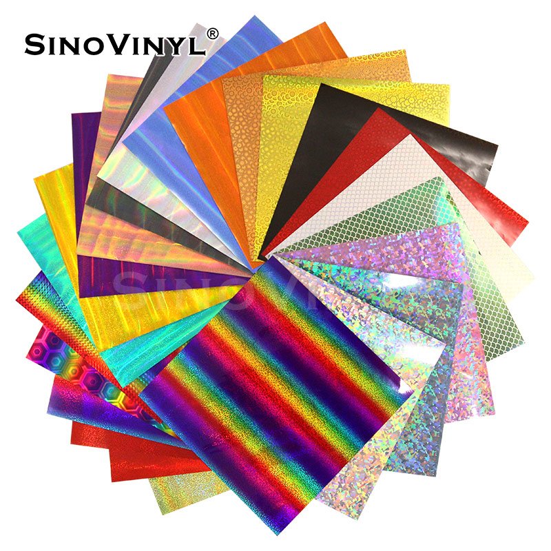 Holographic Assorted Glossy Cutting Vinyl Sheets Colored Rolls for Cameo Silhouette