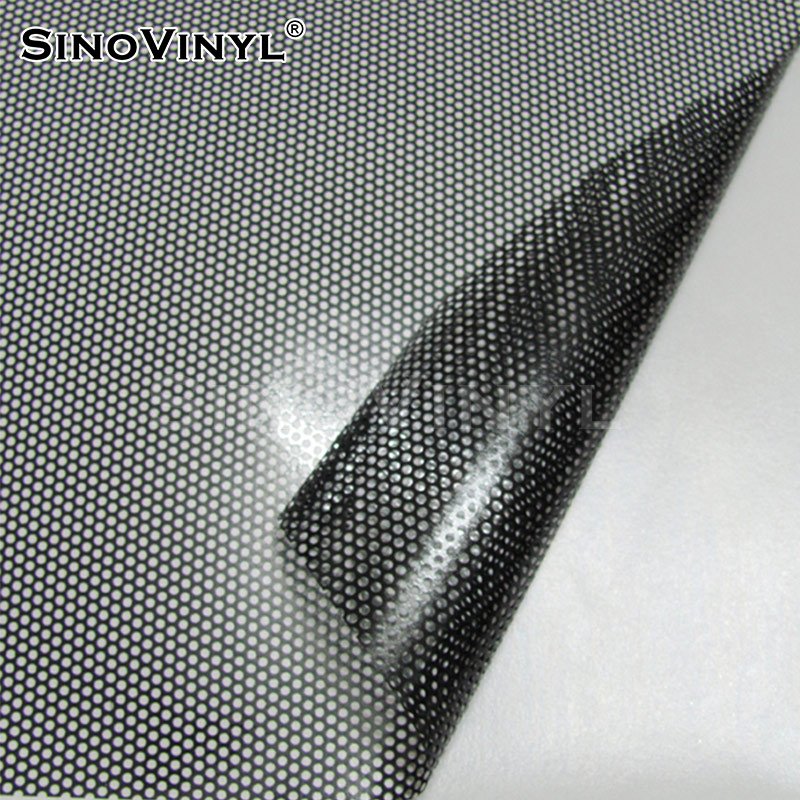 See through Digital Printing Material Black Glass window Sticker PVC Self Adhesive Vinyl One Way Vision