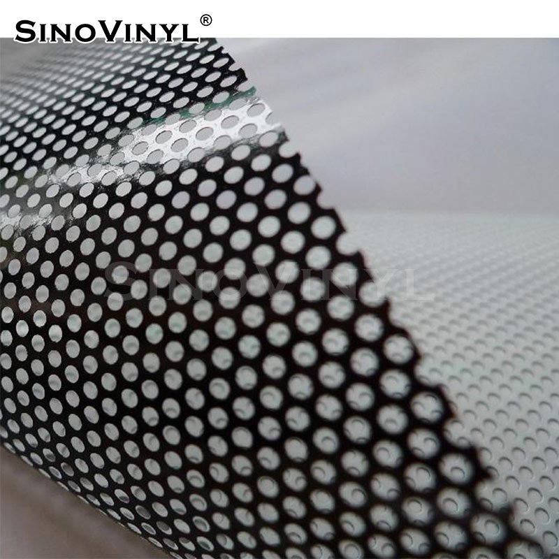 Printable Black See Through PVC Window Perforated Film Vinyl One Way Vision Window sticker for advertising Gasser Brand